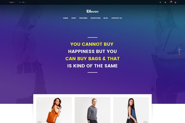 时尚箱包品牌电商网站PSD模板 Evon – eCommerce PSD Template插图(7)