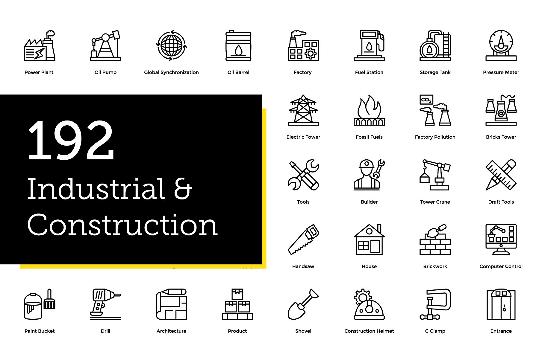 192枚工业和建筑图标 192 Industrial and Construction Icon插图