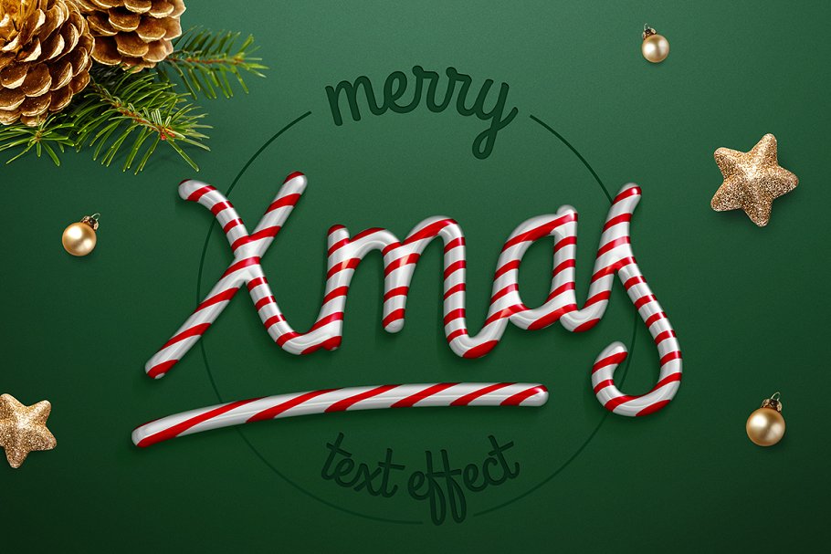 圣诞节日气氛创意海报字体PS图层样式 Christmas text effect插图