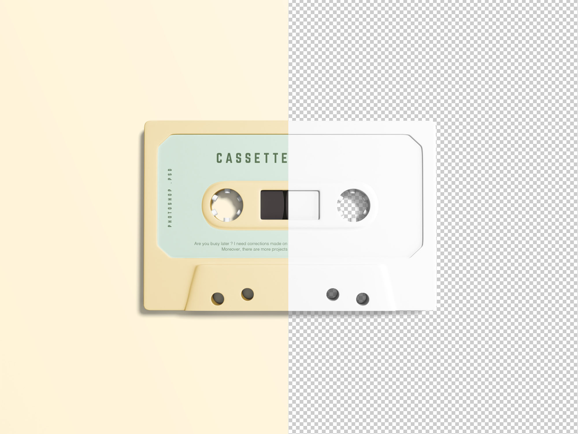 复古音乐磁带外观设计样机模板 Simple Cassette Mockup插图(2)