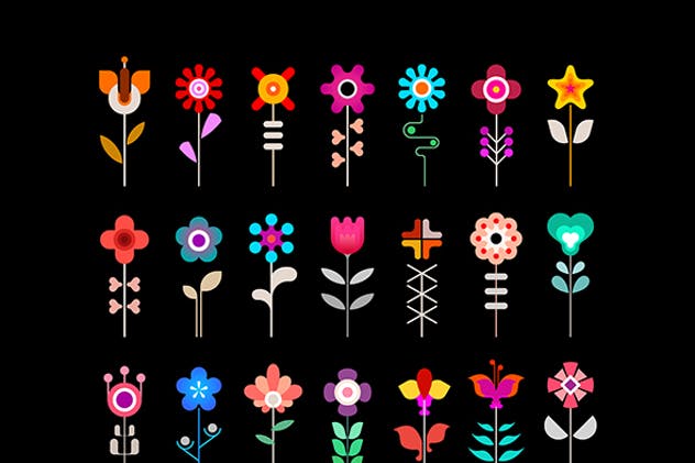 4组花卉矢量图标合集 4 Option of a Flower Vector Icon Set插图(1)