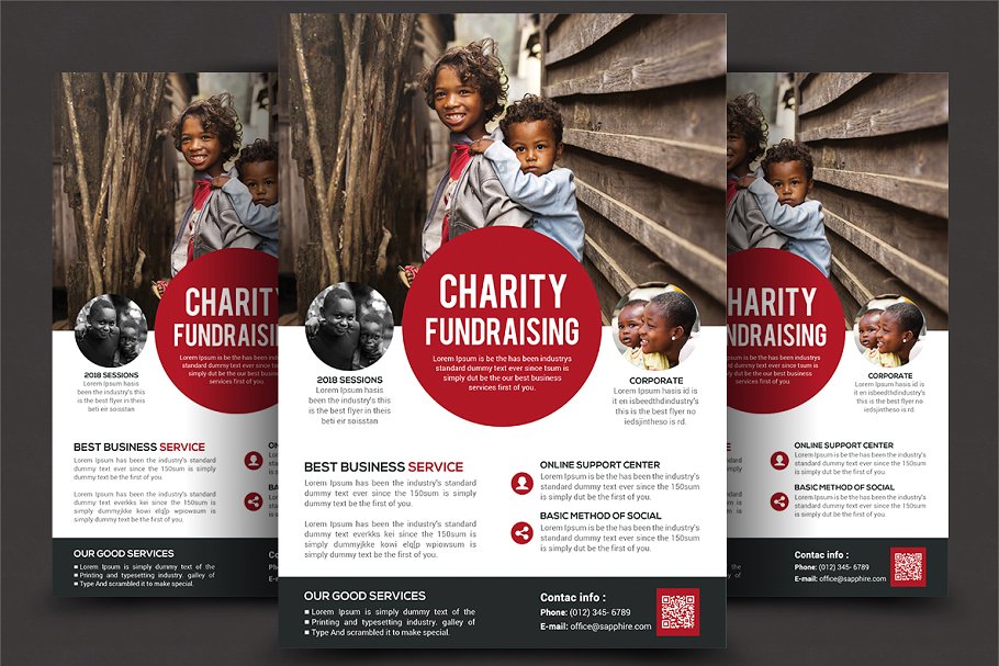 创意的慈善筹款传单模板 Charity Fundraisers Flyer Templates插图