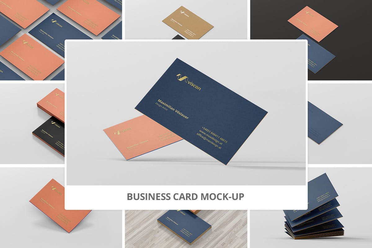 企业名片设计展示样机模板 Business Card Mock-Up插图