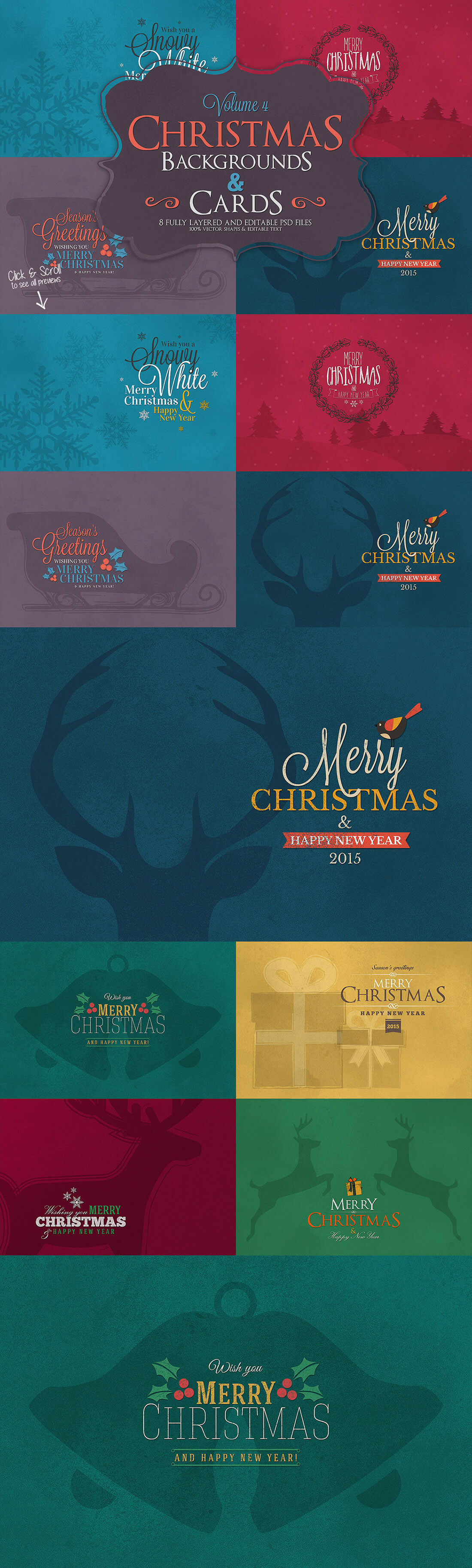 圣诞特典：400+圣诞主题设计素材包 Christmas Bundle 2016（2.35GB, AI, EPS, PSD 格式）插图(7)