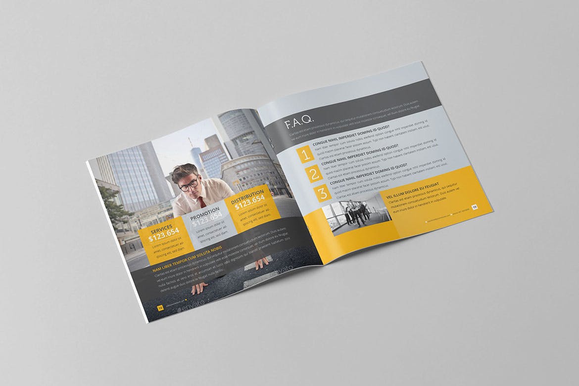简约设计风格企业宣传画册设计模板素材 Clean Business Square Brochure插图(10)