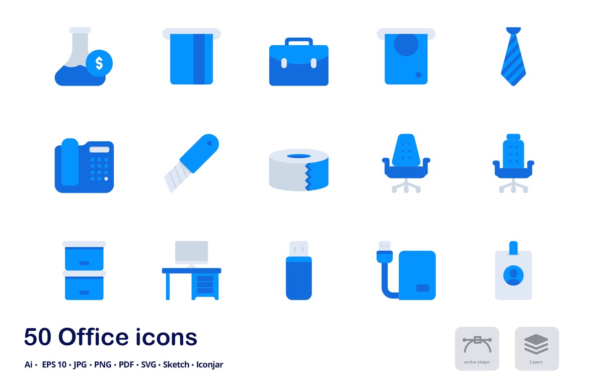 办公主题双色调扁平化矢量图标 Office Accent Duo Tone Flat Icons插图(2)