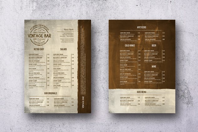 经典设计分隔单页披萨店/餐厅菜单模板 Single Page A4 & US Letter Menu Bundle插图(4)