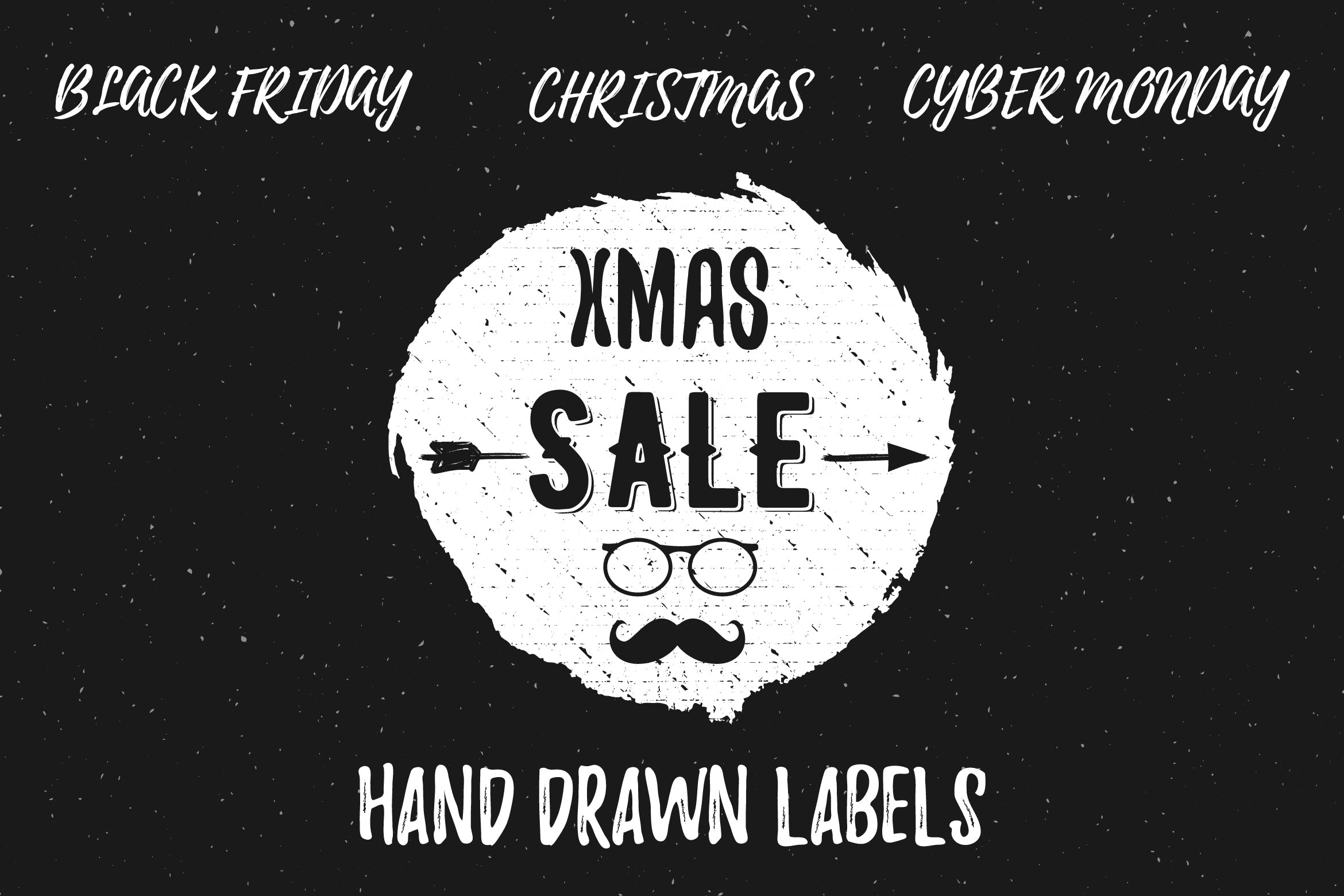 手绘设计风格圣诞节促销标签/Logo设计模板 Hand Drawn Christmas Sale Labels / Logos插图