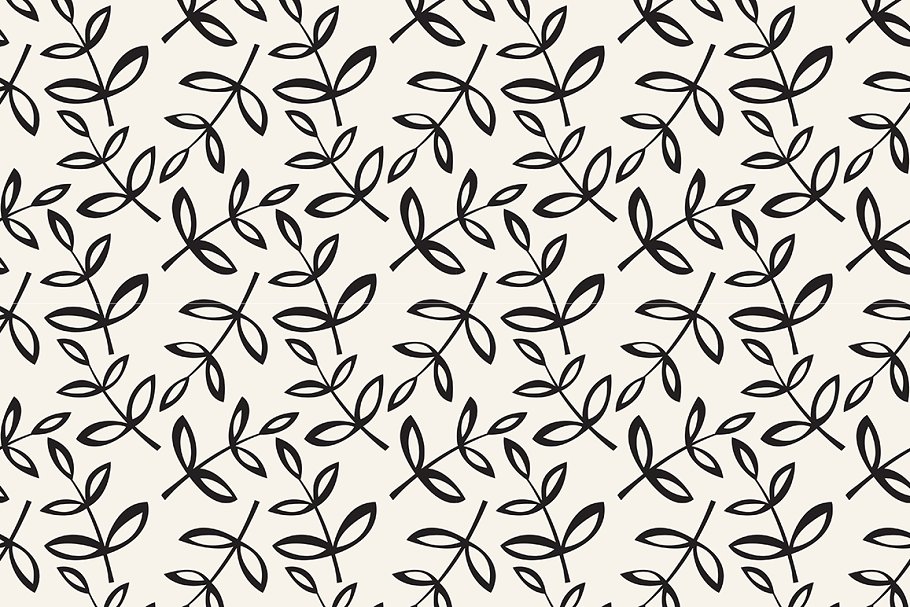 各种各样的树叶图案无缝纹理 Leaves Seamless Patterns Set插图(1)
