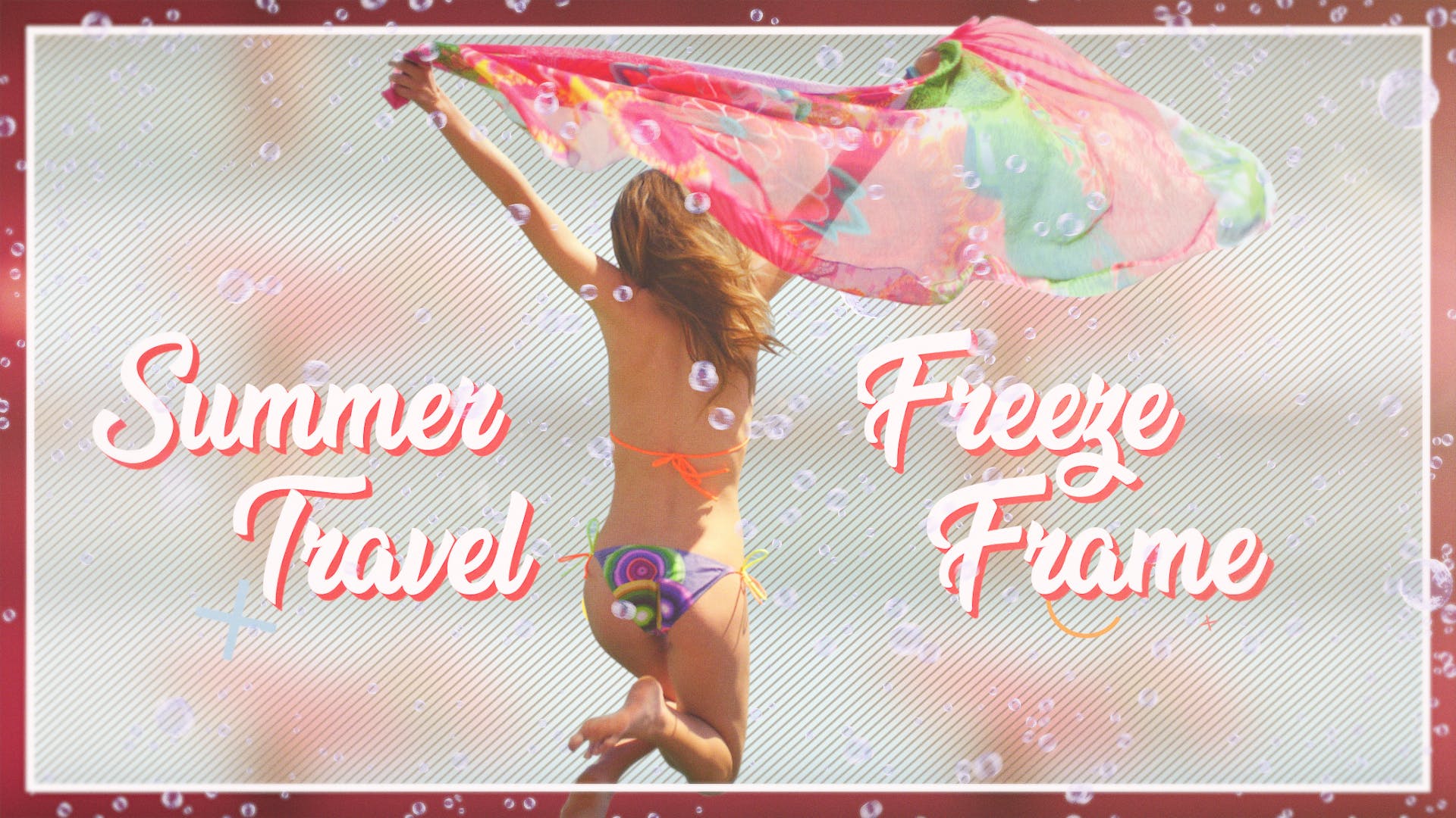 夏日旅行摄影后期处理添加相框PSD分层模板 Summer Travel Freeze Frame插图(1)