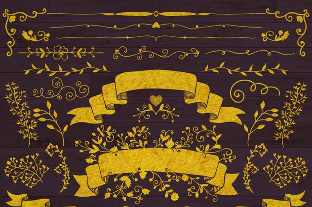 黄金金色设计装饰图案纹理素材 Golden Elements + 20 Patterns插图(1)