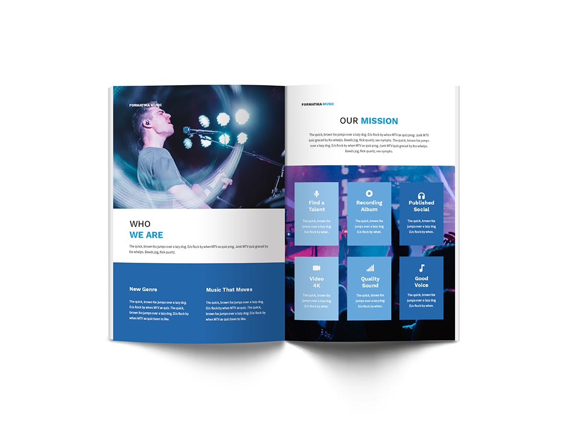 音乐主题A4规格画册/宣传册设计模板 Music A4 Brochure Template插图(7)