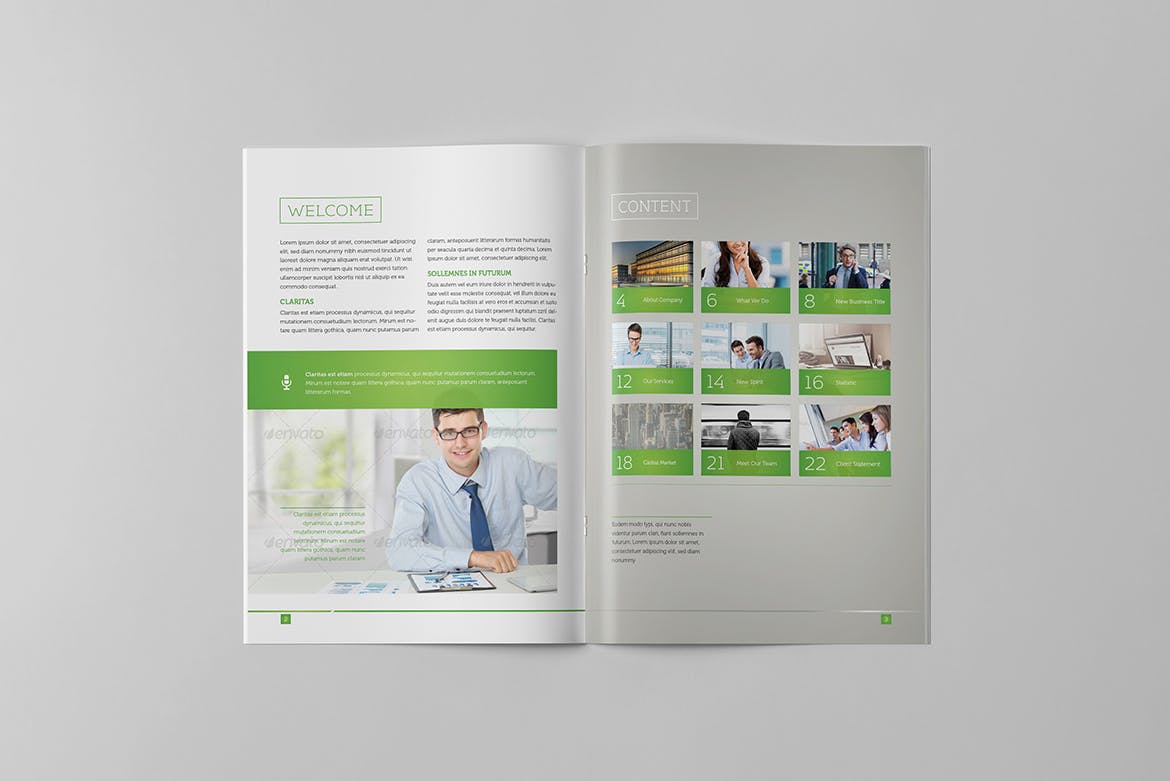企业宣传册制作宣传画册版式设计模板 Light Business Brochure插图(1)