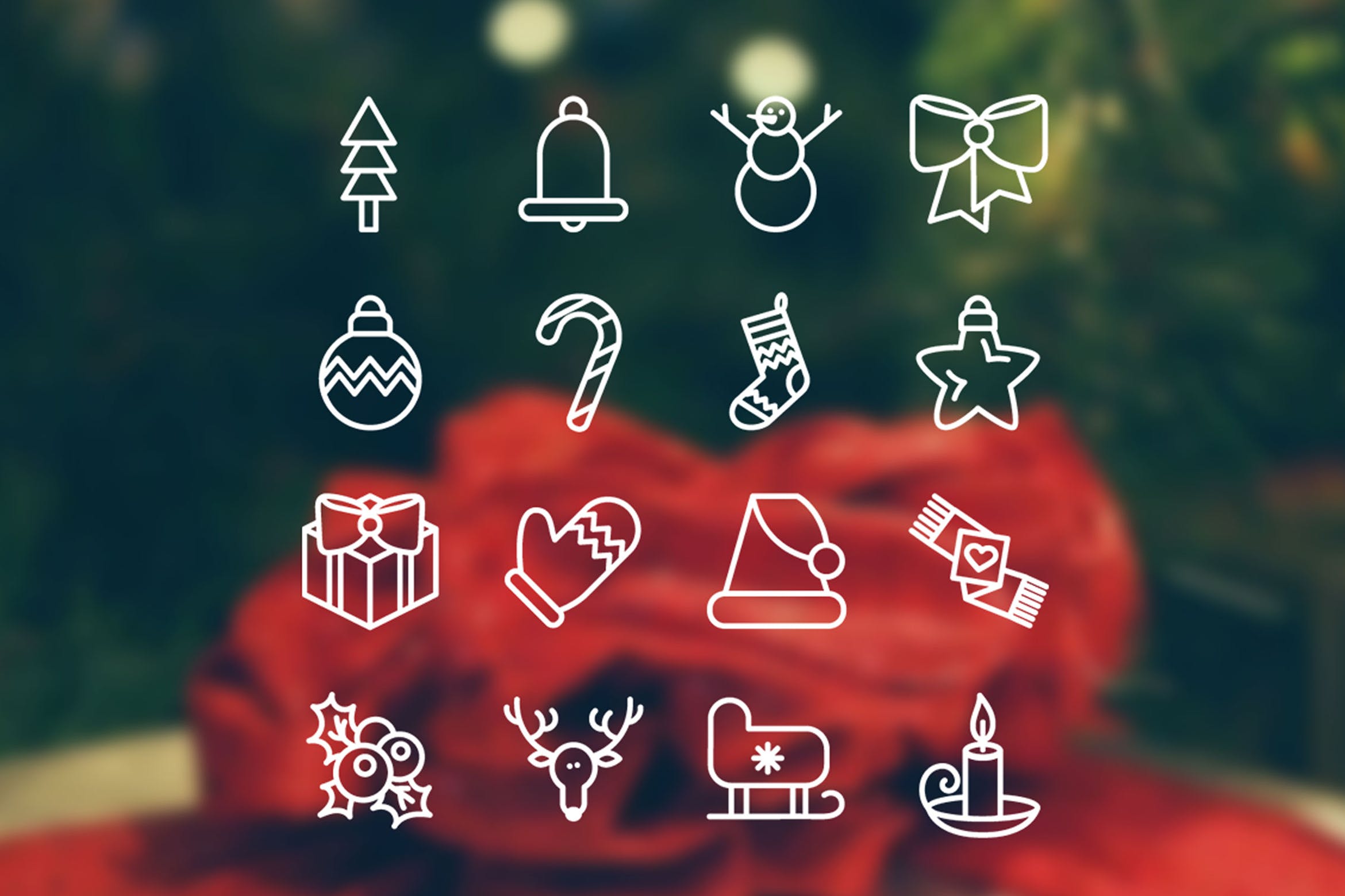 16枚圣诞节节日主题矢量图标素材 Christmas 16 Icons Set插图