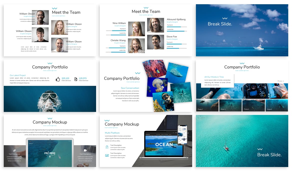 海岛旅行代理公司业务介绍谷歌幻灯片模板 Mare – Ocean Google Slides Template插图(2)