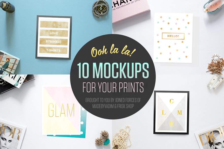 10款照片绘画设计演示样机模板 Ooh la la! 10 Mockups for your print插图