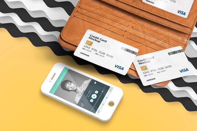 银行信用卡/借记卡样机展示模板 5 Credit Card Mockups插图(2)