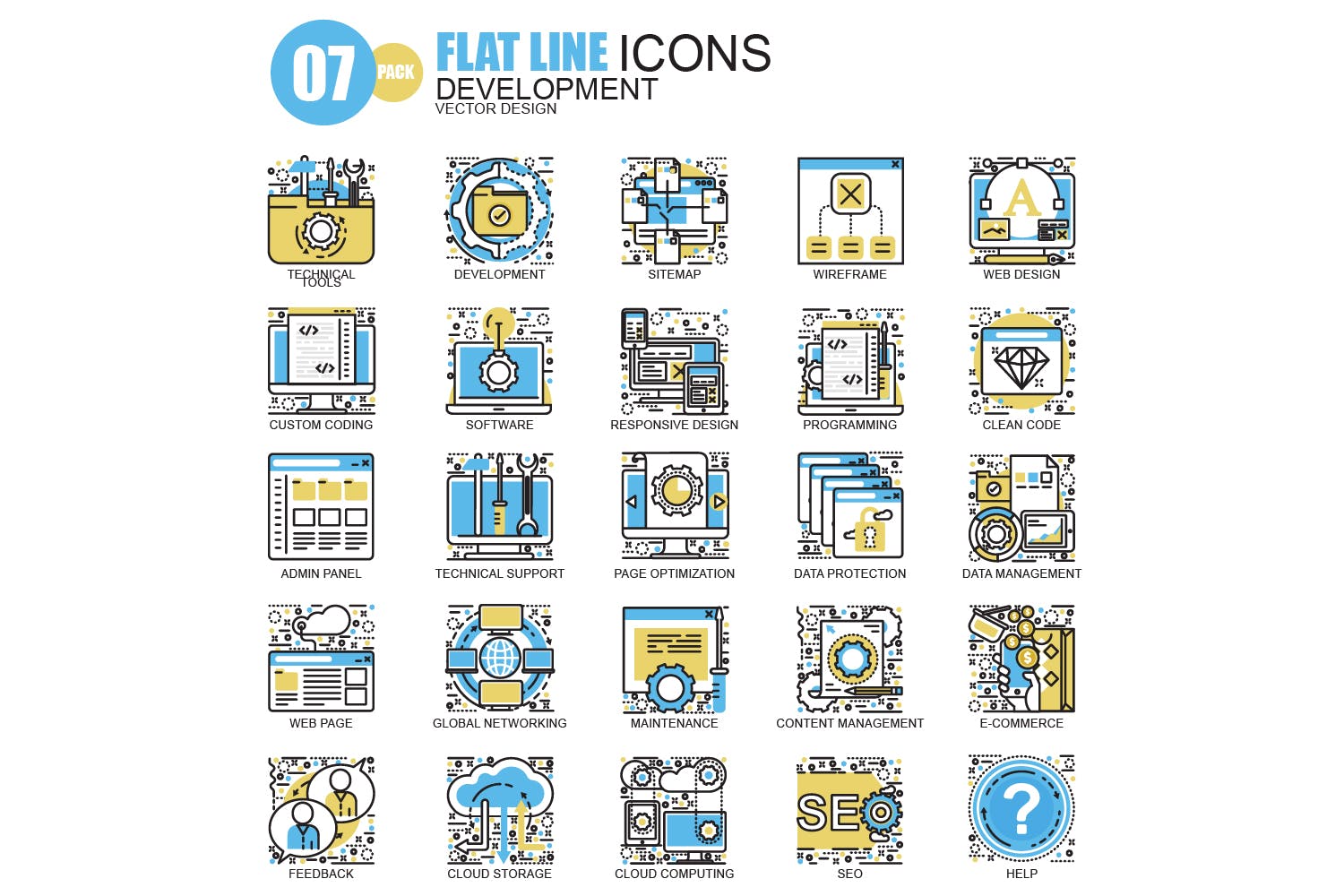 150枚概念主题扁平设计风格矢量线性图标 Line icons插图(1)
