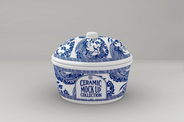 浮雕陶瓷餐具样机模板 Ceramic Pot Packaging MockUp插图(1)
