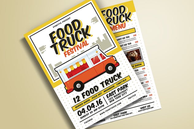 美食节美味餐车海报/传单/菜单模板 Food Truck Festival Poster/Flyer/Menu插图(3)