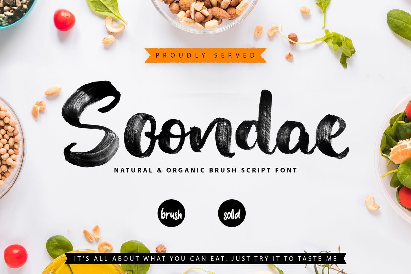 饮食主题设计适用英文毛笔字体下载 Soondae | Natural & Organic Brush Font插图