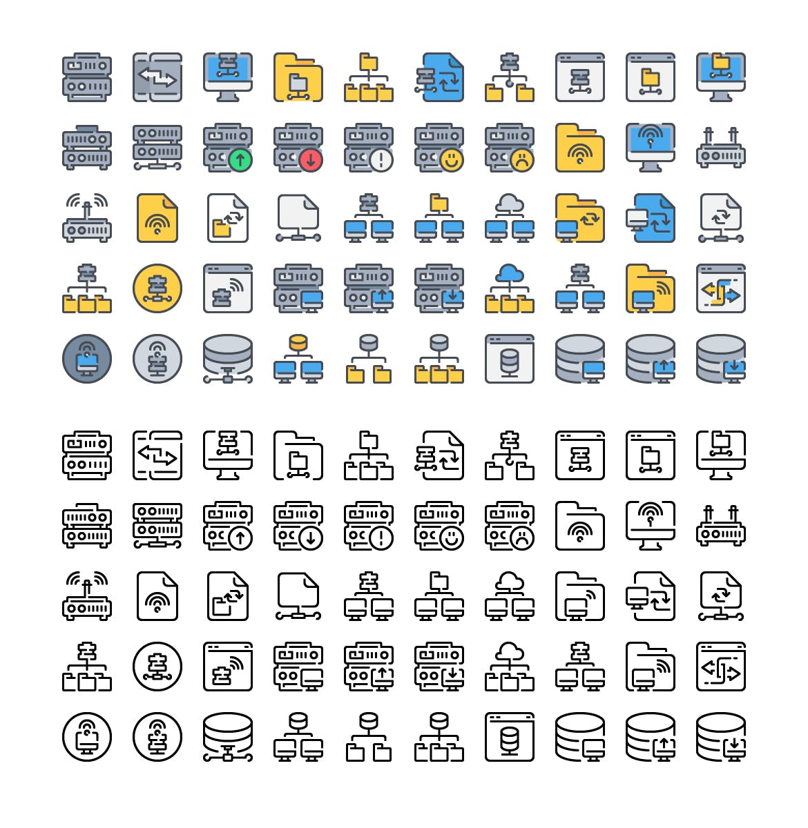 50枚网络与数据库矢量图标素材 50 Network and Database icon set插图(2)