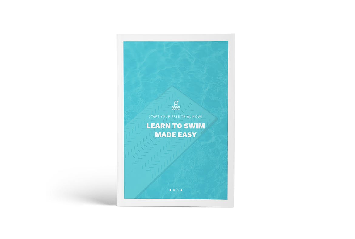 A4尺寸游泳培训班课程招生宣传画册设计模板 Swimming A4 Brochure Template插图(1)