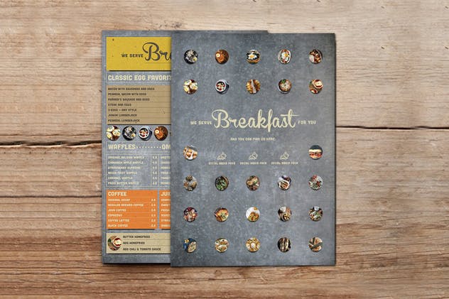 西式早餐菜单PSD模板 Rustic Breakfast Menu插图(2)