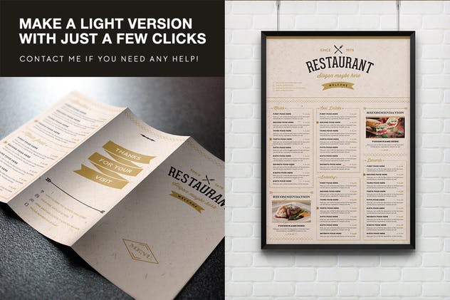 高端优雅餐厅菜单插画设计模板 Elegant Food Menu 3 Illustrator Template插图(2)