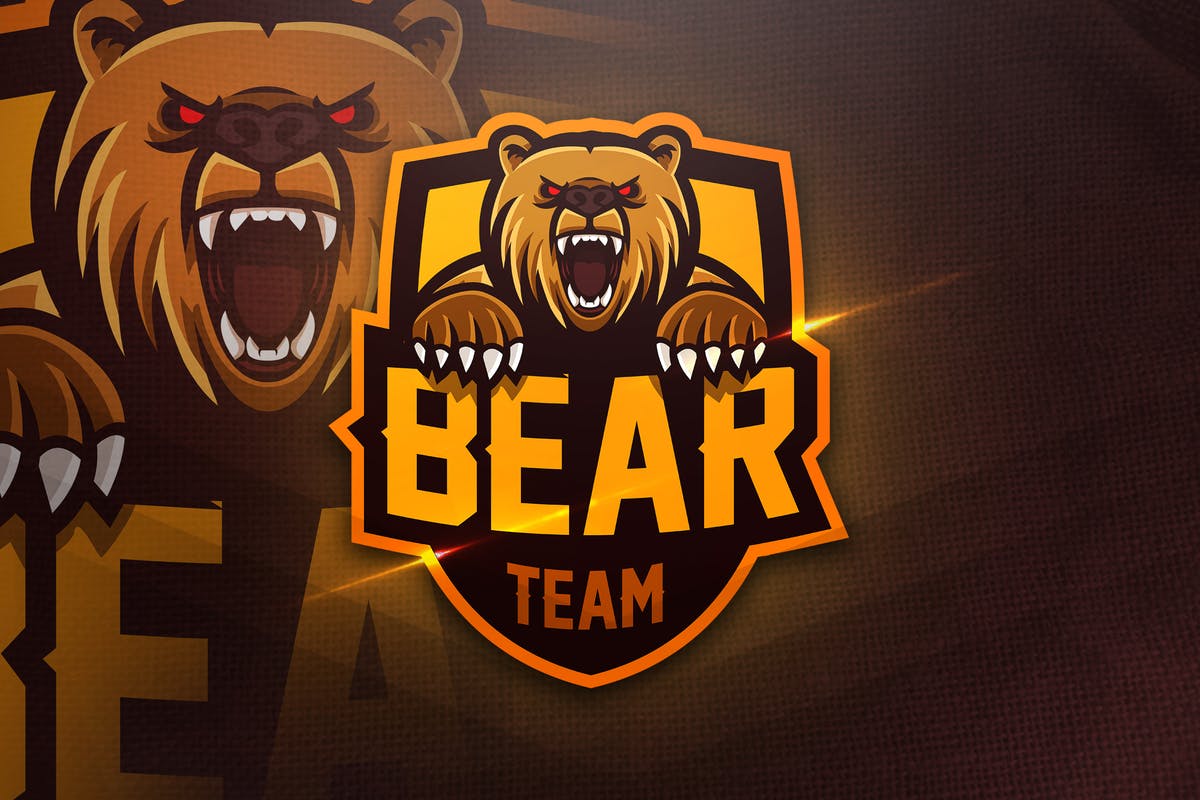 野熊游戏竞技俱乐部战队Logo设计模板 Bear Team – Mascot & Esport Logo插图