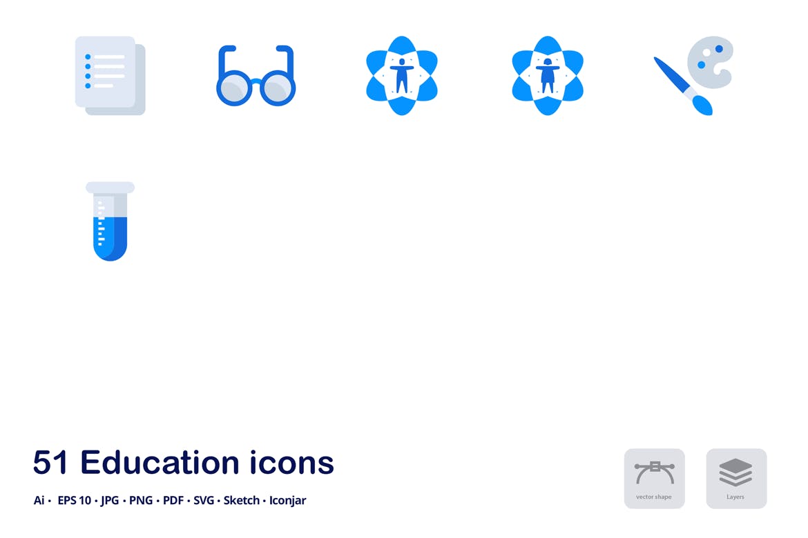 教育主题双色调扁平化矢量图标 Education Accent Duo Tone Flat Icons插图(3)