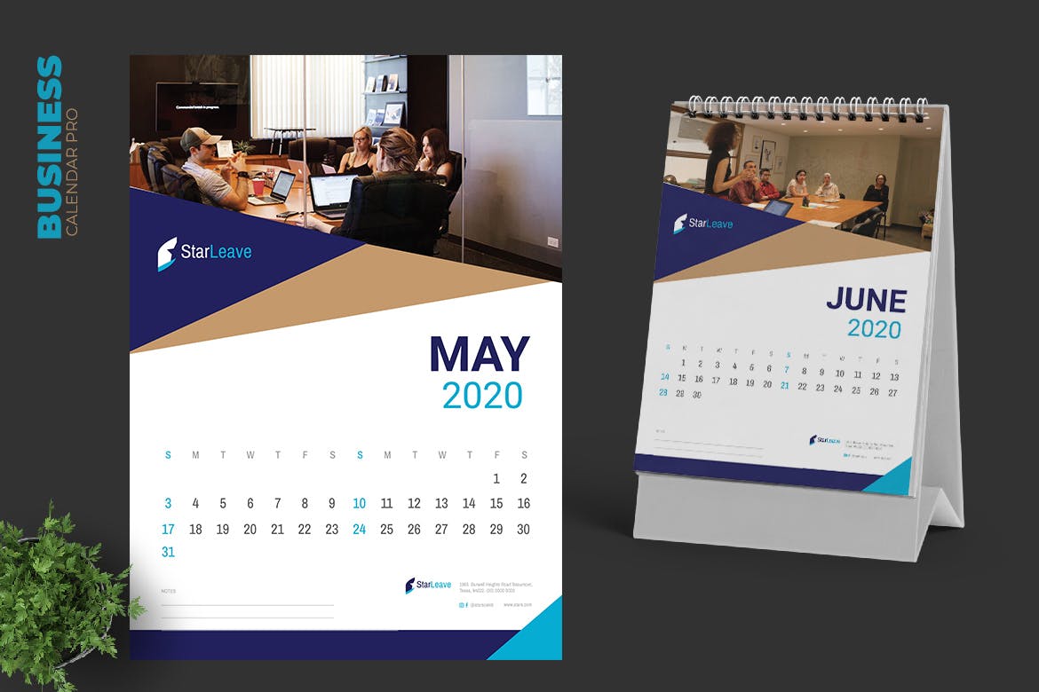 2020年企业定制活页台历表设计模板 Clean Business Calendar Pro插图(3)