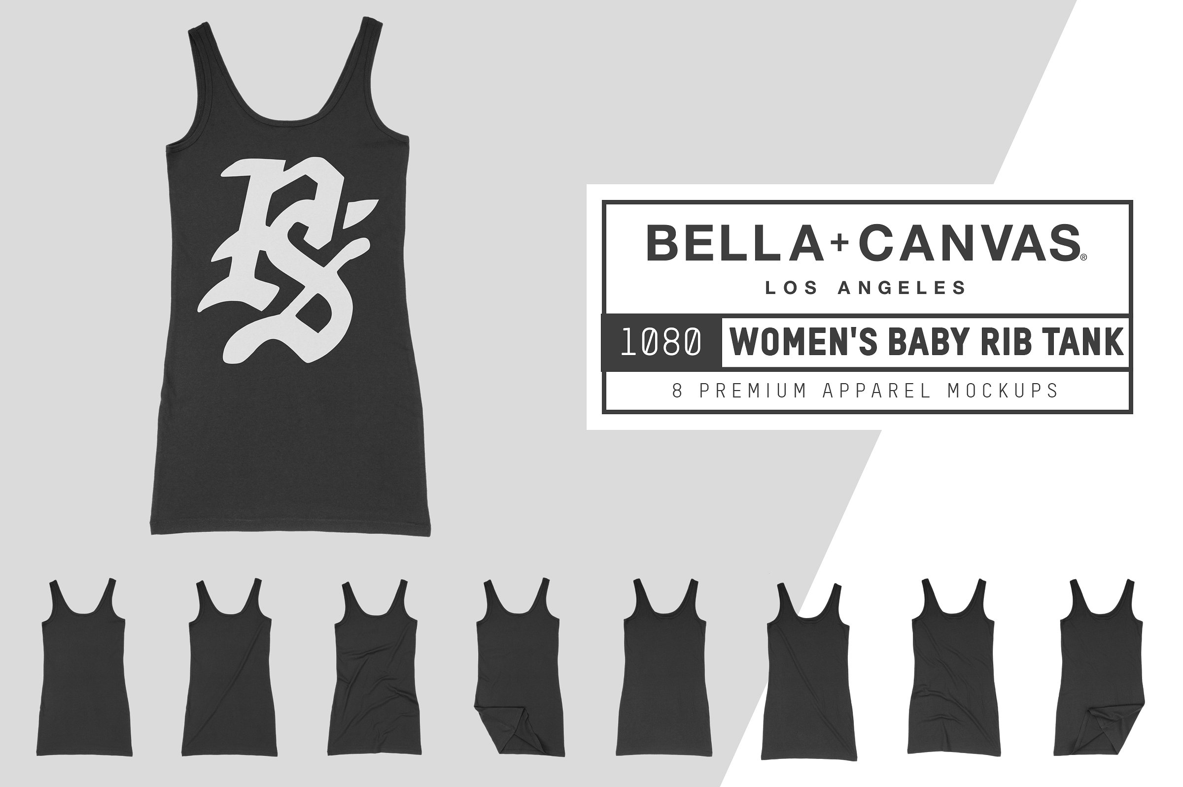 女士吊带背心服装样机 Bella Canvas 1080 Women’s Rib Tank插图
