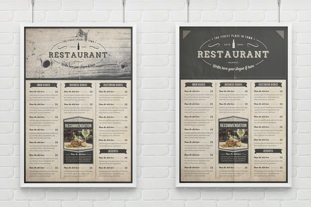 复古优雅餐厅菜单设计PSD模板 Elegant Food Menu 10 Illustrator Template插图(8)