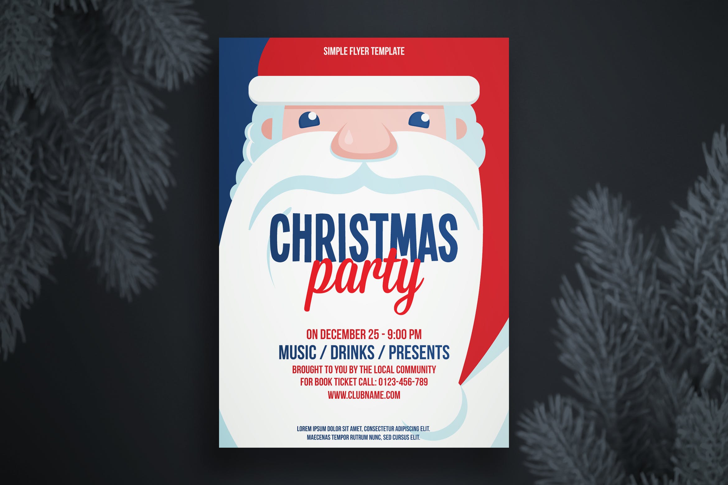 圣诞老人卡通手绘背景圣诞节海报传单模板 Christmas flyer template插图