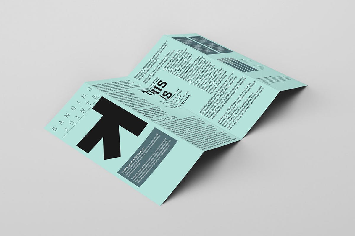 折页小册子传单样机模板 Gate Fold Roll Brochure Mockup插图