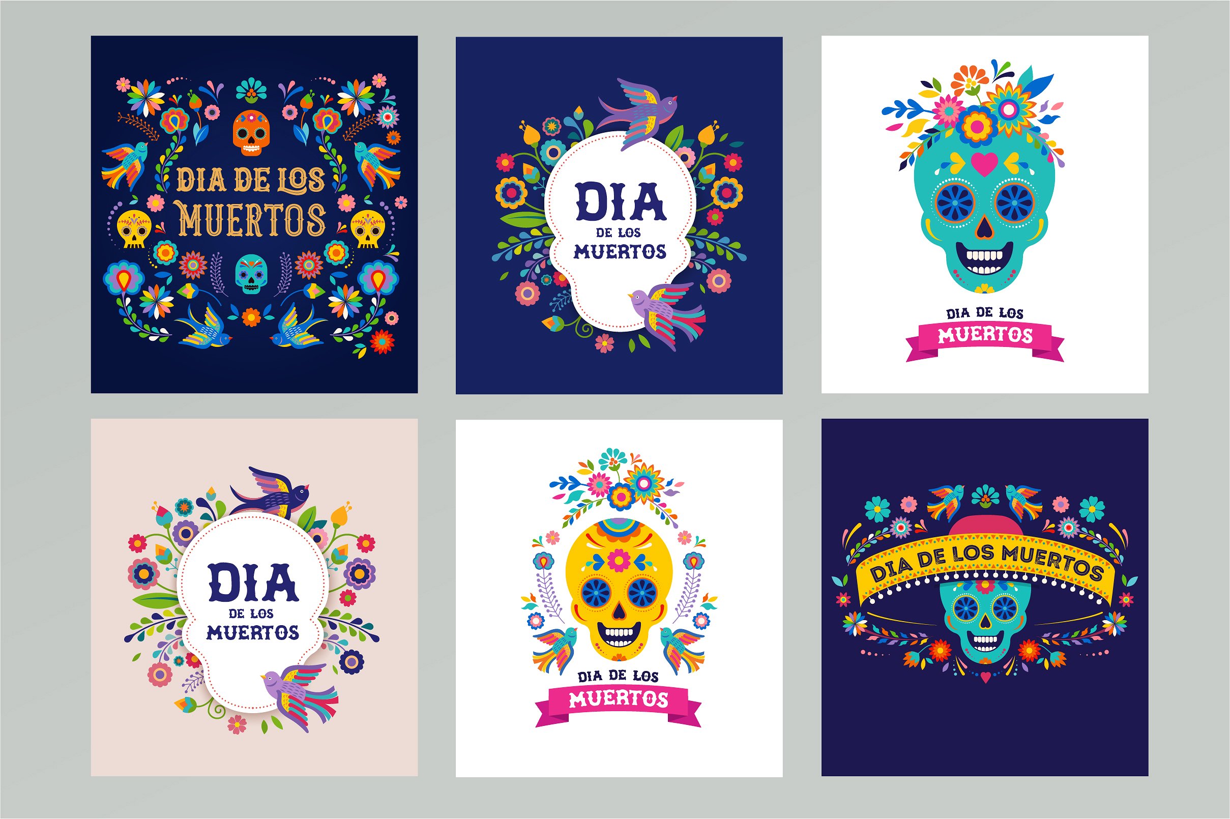 墨西哥亡灵节马克笔手绘插画 Day of the Dead – Mexican collection插图(3)