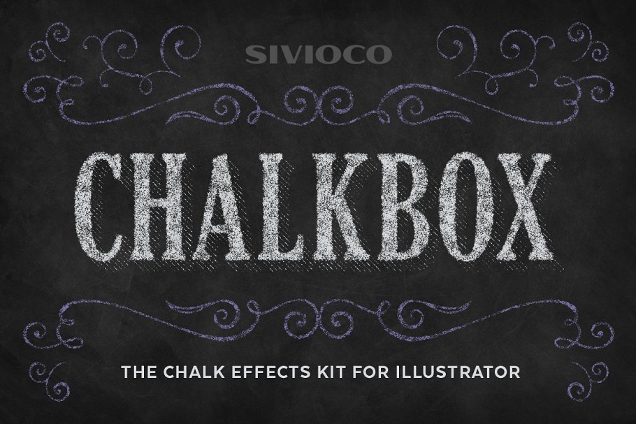粉笔画黑板画绘画效果AI动作 Chalkbox – Illustrator Actions插图