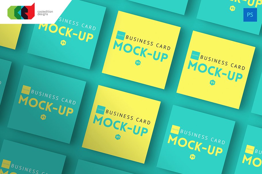 方形企业名片卡片样机v1 Square – Business Card Mock-Up V1插图(1)