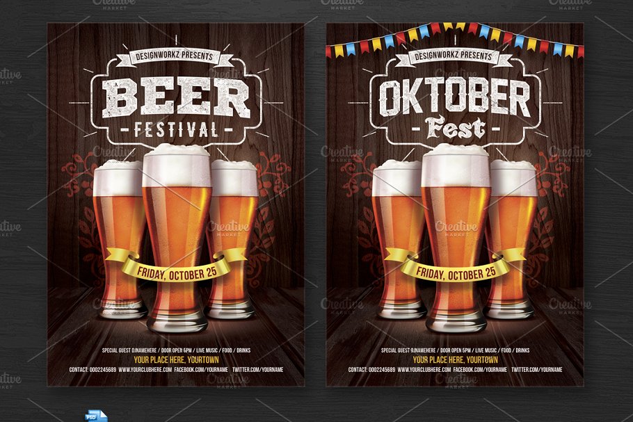卡拉OK/啤酒节活动海报传单模板 Oktoberfest/Beer Festival Flyer插图