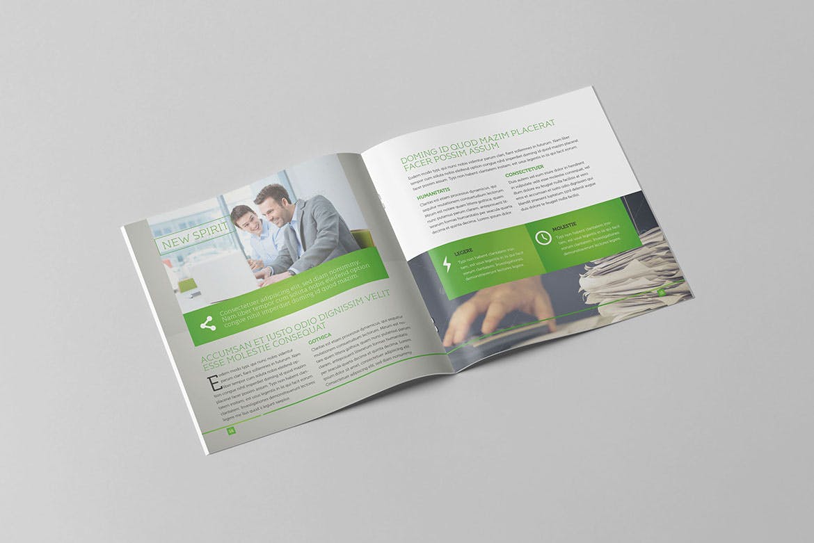 企业宣传精装画册版式设计INDD模板下载 Light Business Square Brochure插图(9)