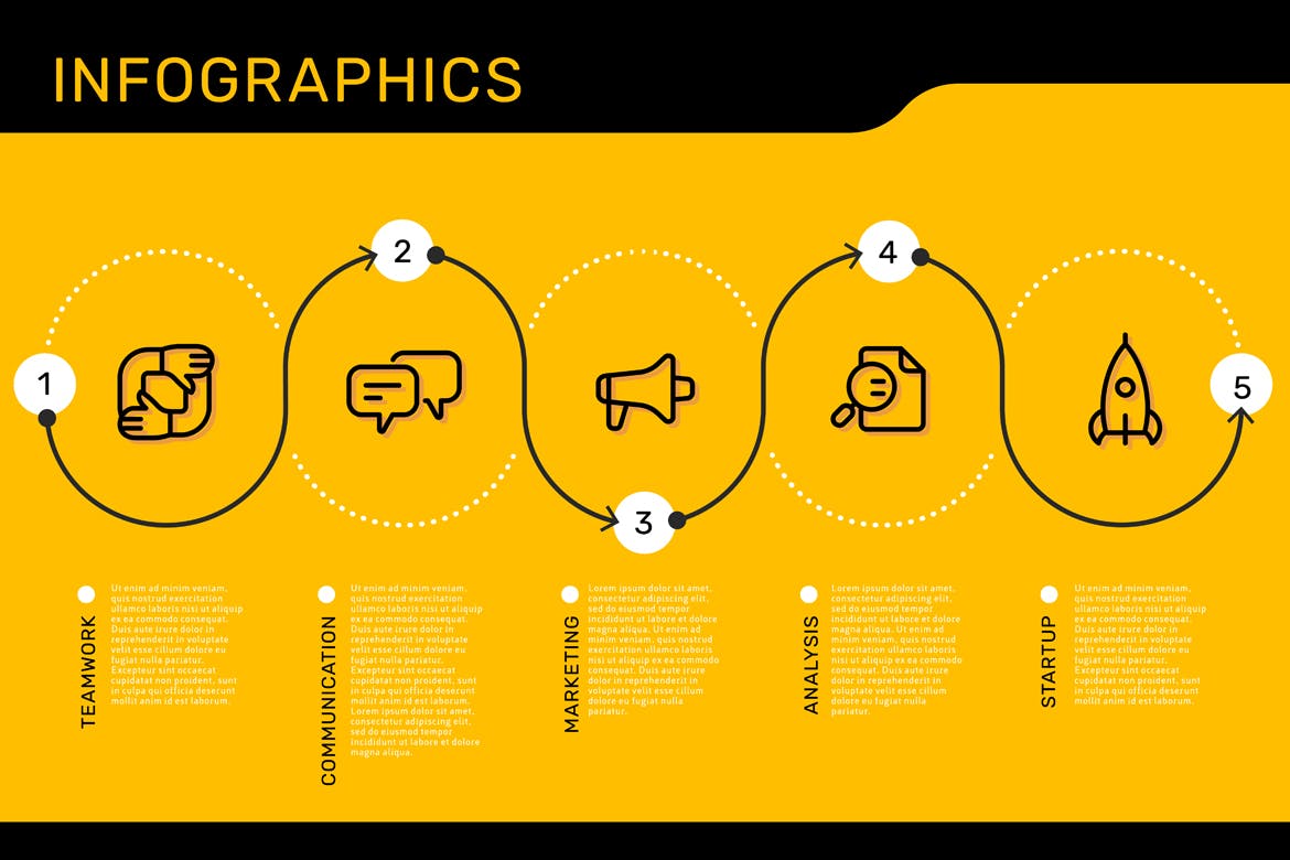 行业市场分析报告幻灯片设计信息图表素材 Set of infographic templates + business icons插图(7)