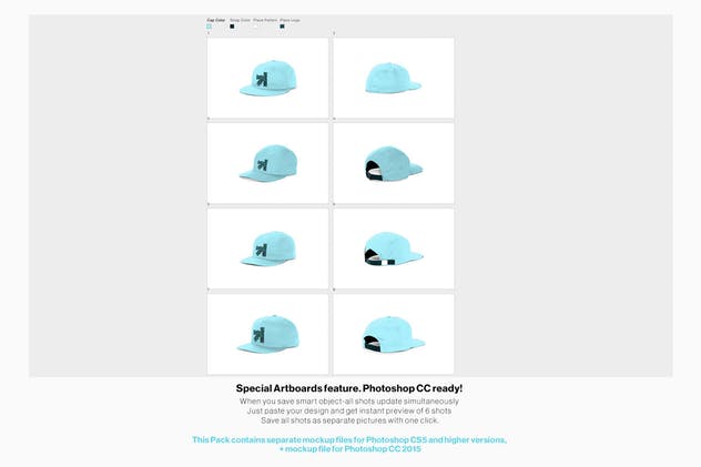 休闲棒球帽样机展示模板 Snapback FullCap Mockup插图(2)