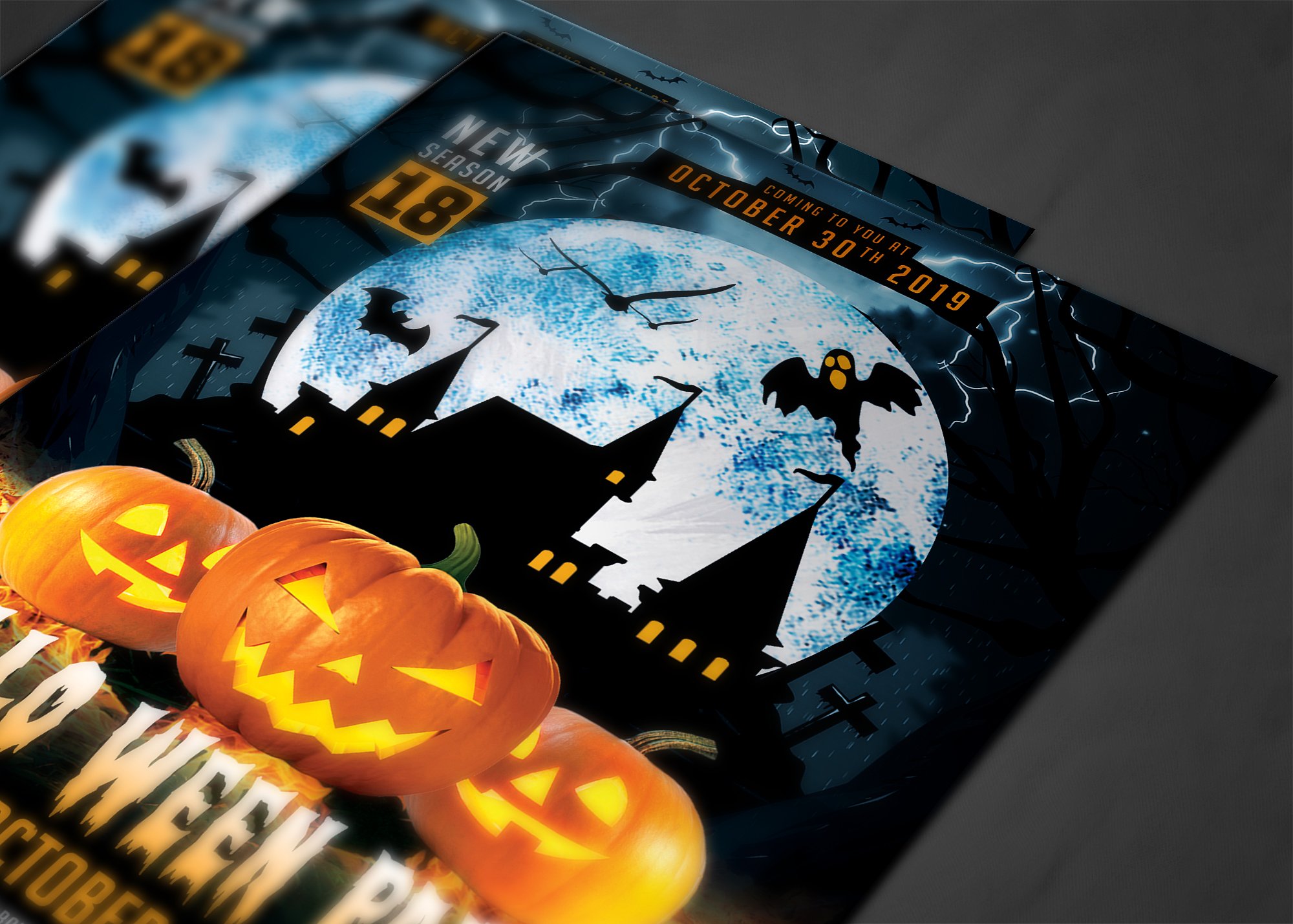 万圣节恐怖南瓜派对宣传单设计素材 Halloween Party Flyer插图(3)