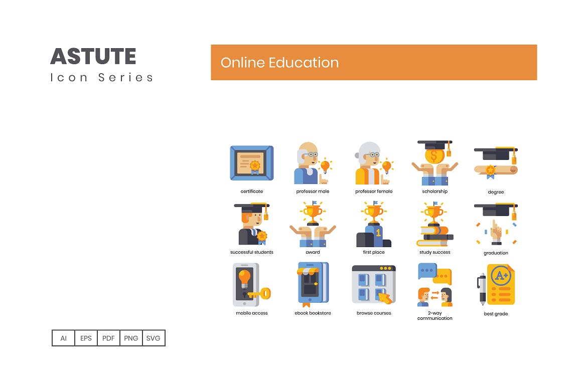Astute系列-110枚在线教育主题矢量图标素材 110 Online Education | Astute Series插图(5)
