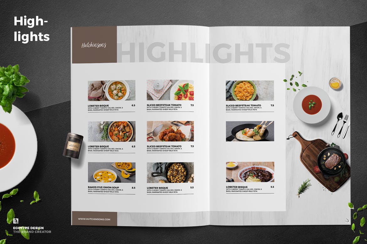 高品质的高端时尚餐厅餐厅菜单菜谱设计模板插图(9)