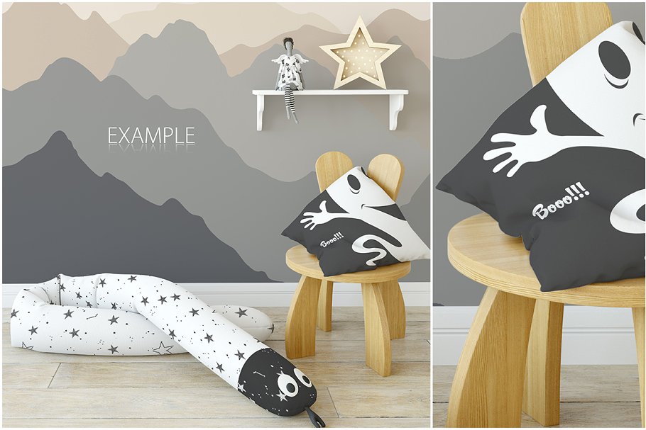 儿童室内织物样机模板 KIDS Interior Fabric Mockup Pack – 1插图(12)