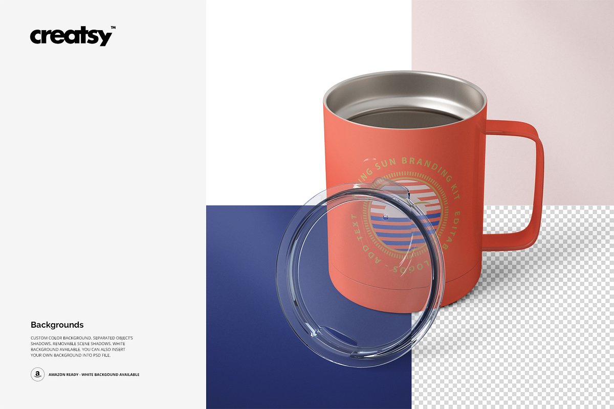 10oz不锈钢咖啡杯样机套装Stainless Coffee Cup Mockup插图(8)