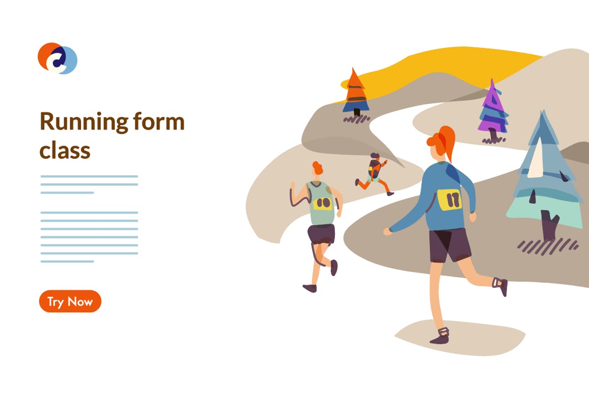 马拉松长跑运动网站设计概念插画 Running Marathon web插图