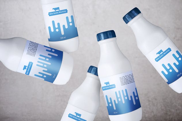 白色乳制品塑料瓶样机 Milk Bottle V.1插图(1)